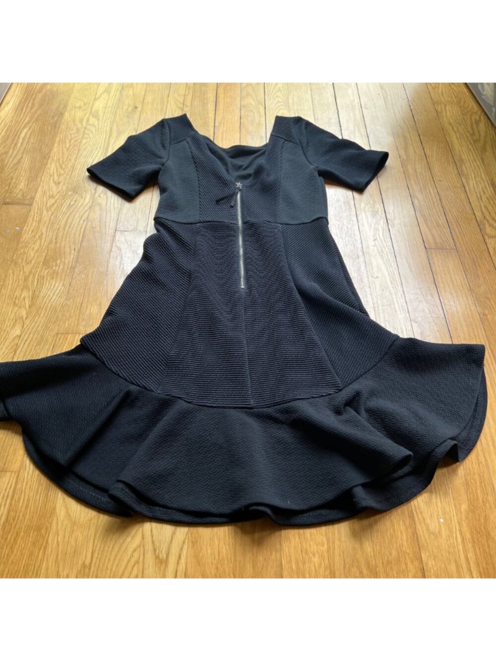 Anthropologie HD In Paris Size 2 Black Marcelline Textured Flounce Sheath Dress - Picture 15 of 16